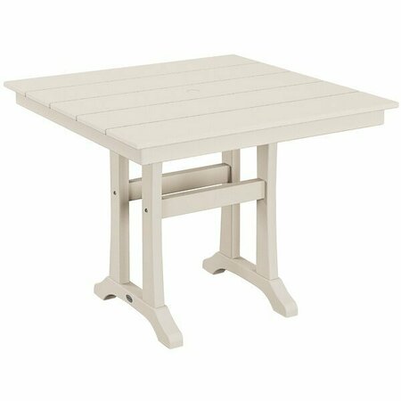 POLYWOOD Farmhouse Trestle 37'' Sand Dining Height Table 633PL81T1LSA